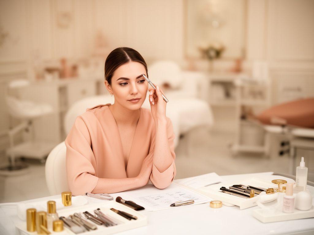 Elegantes Studio in Zürich mit präziser Augenbrauenberatung, neutralem Licht und einer ruhigen Preisübersicht auf dem Tisch
